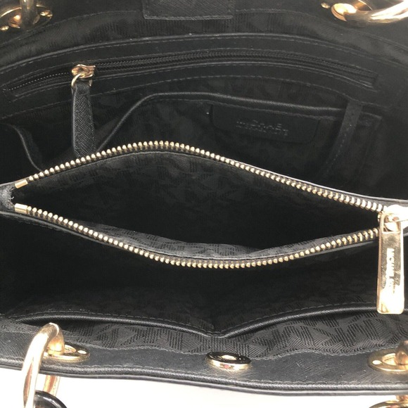 Michael Kors 30S3TCYS2L Cynthia Medium Satchel Black / 001 Calfskin Tote Bag - Picture 5 of 12